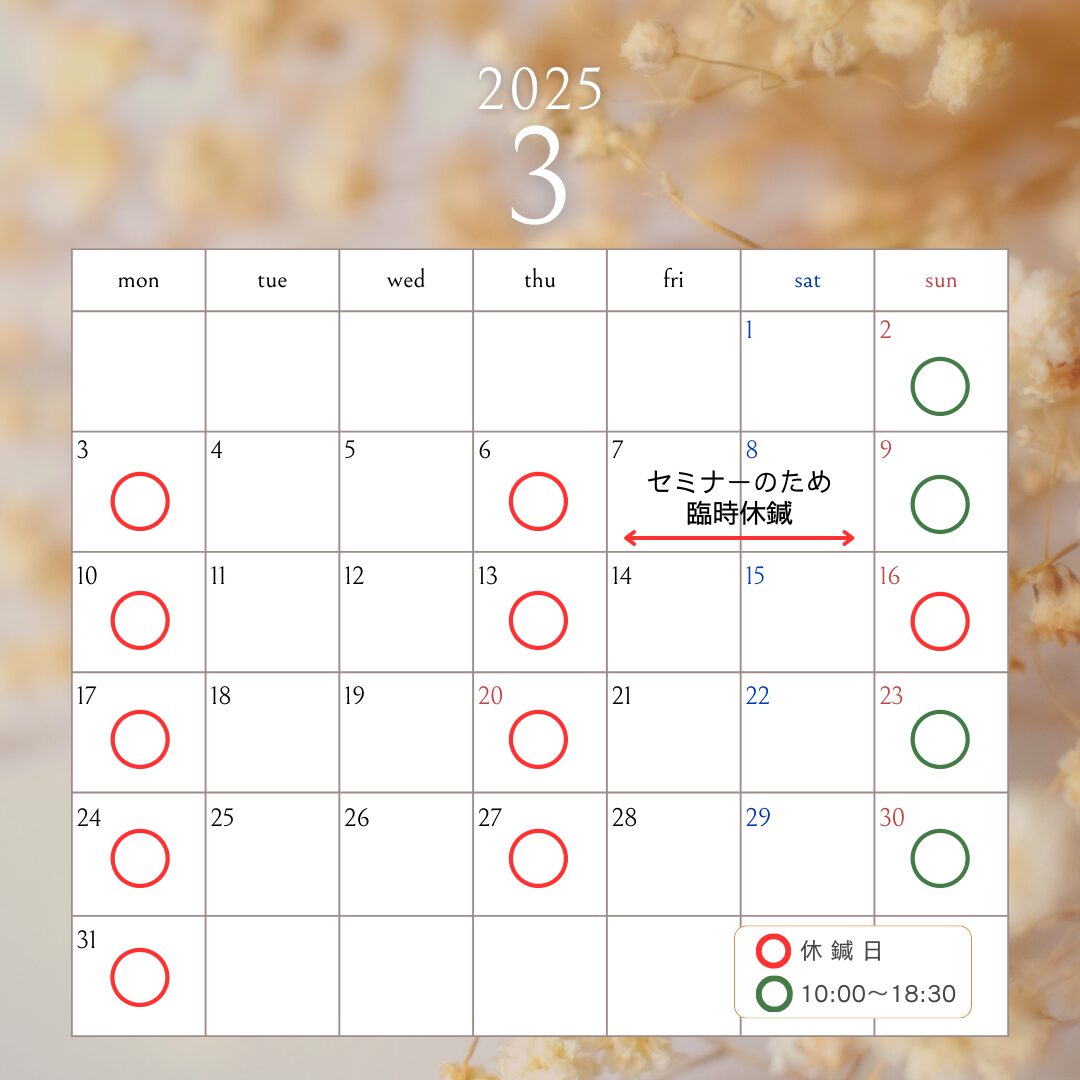3月、7.8日にセミナー出席のためお休みをいただきます