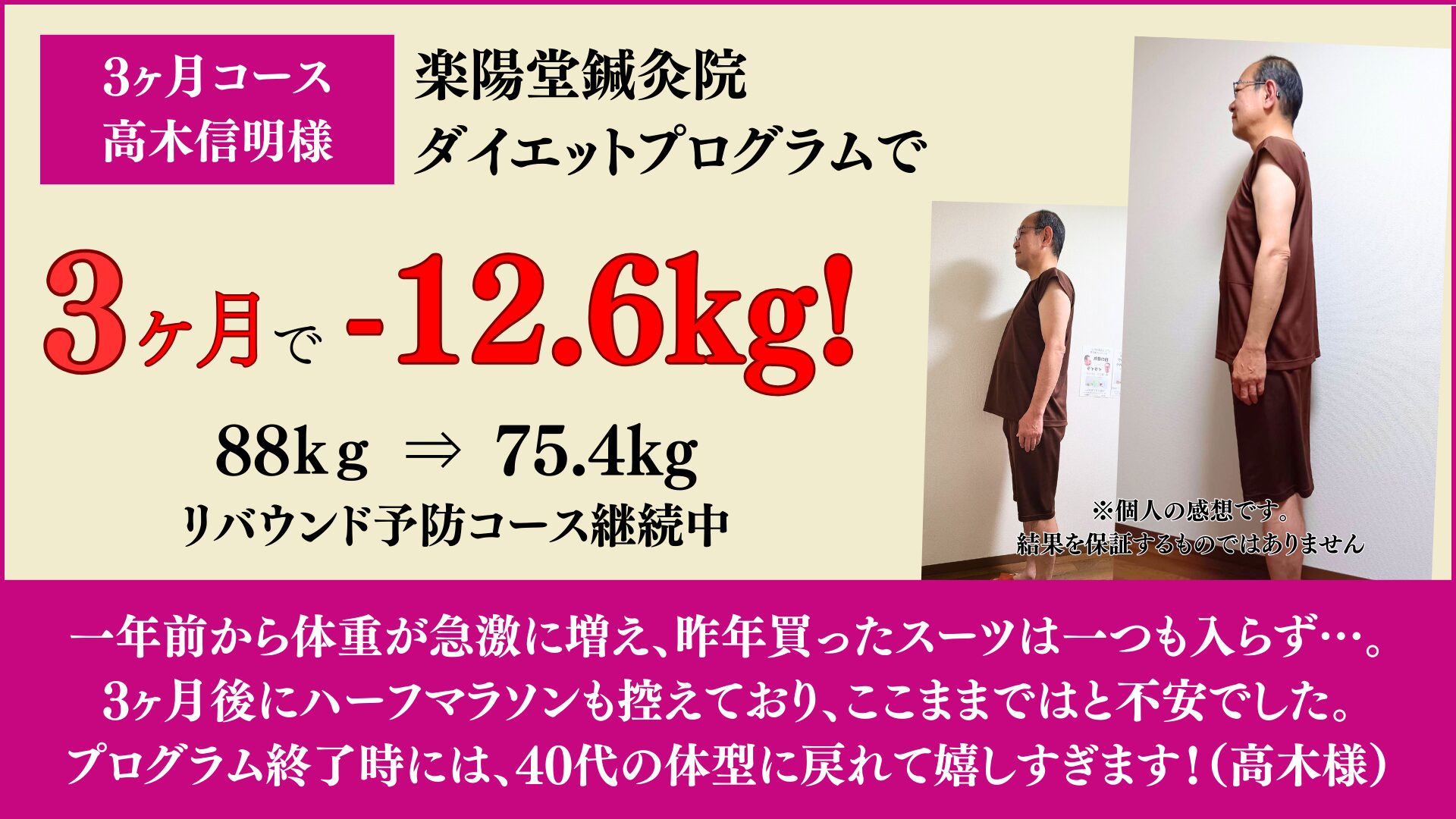 高木様-12.6ｋｇダイエット成功