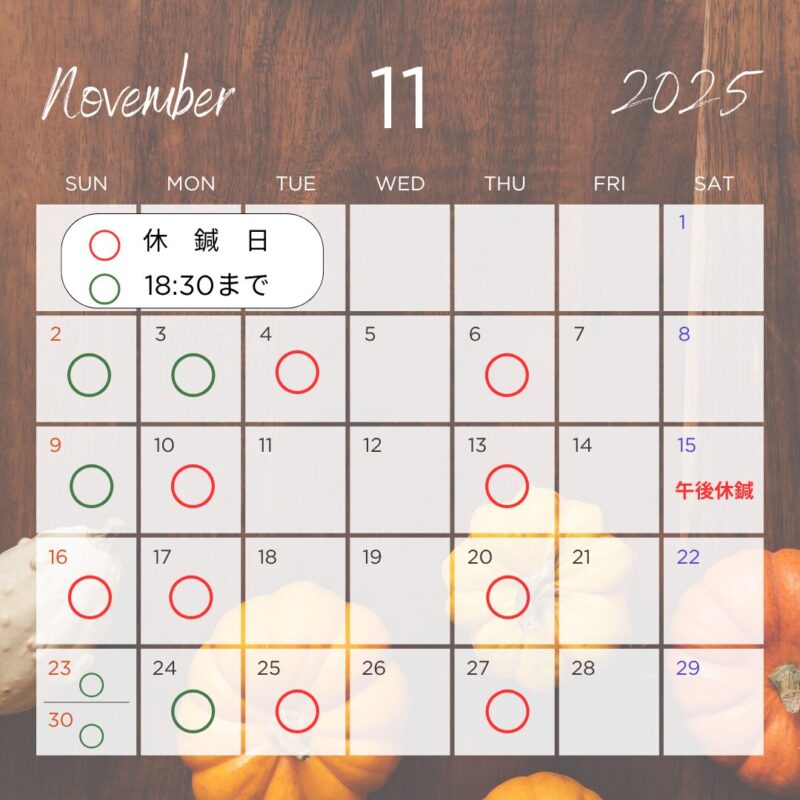 11月の診療日カレンダー